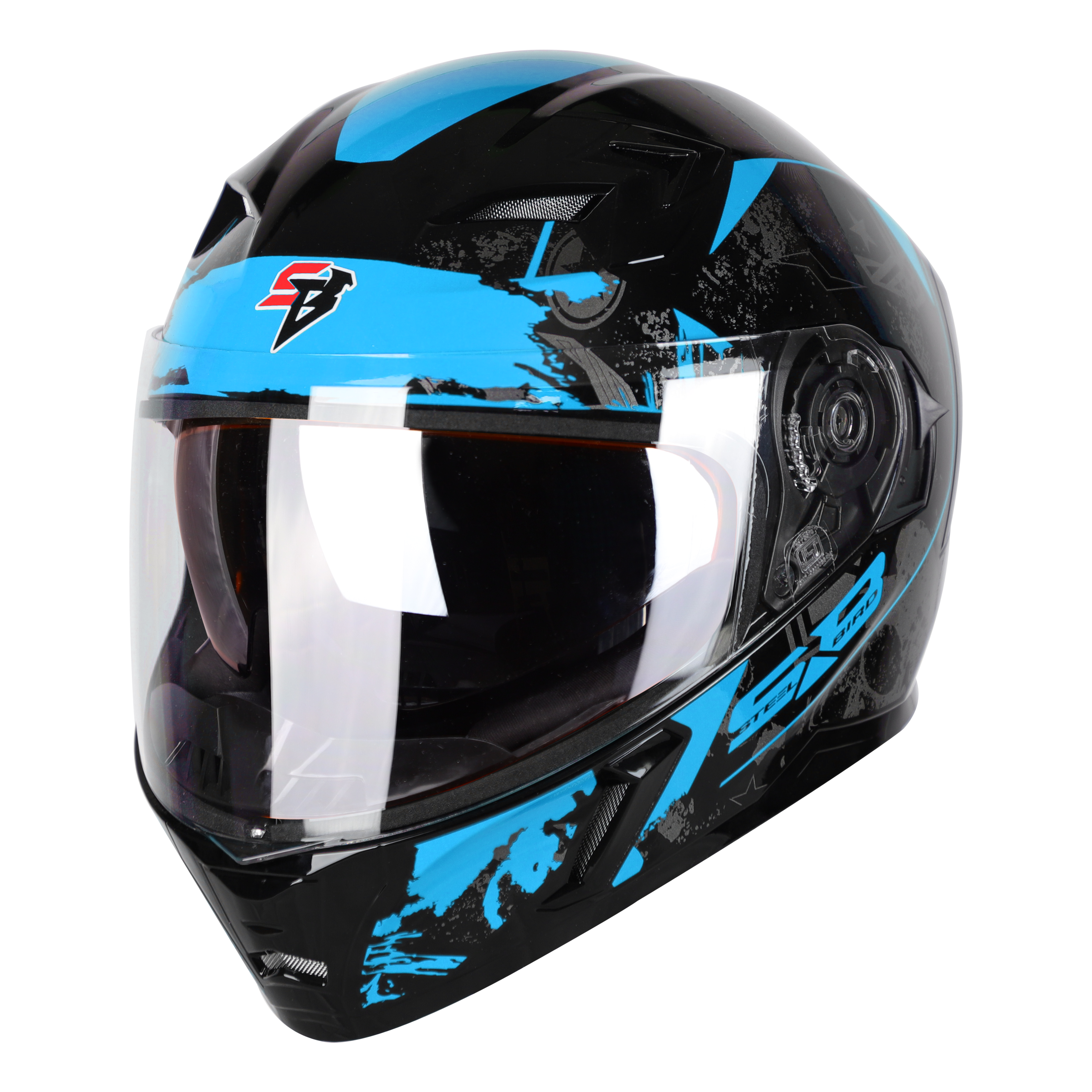SBA-21 COMBAT GLOSSY BLACK WITH BLUE (WITH IINNER SHIELD & HIGH-END INTERIOR)